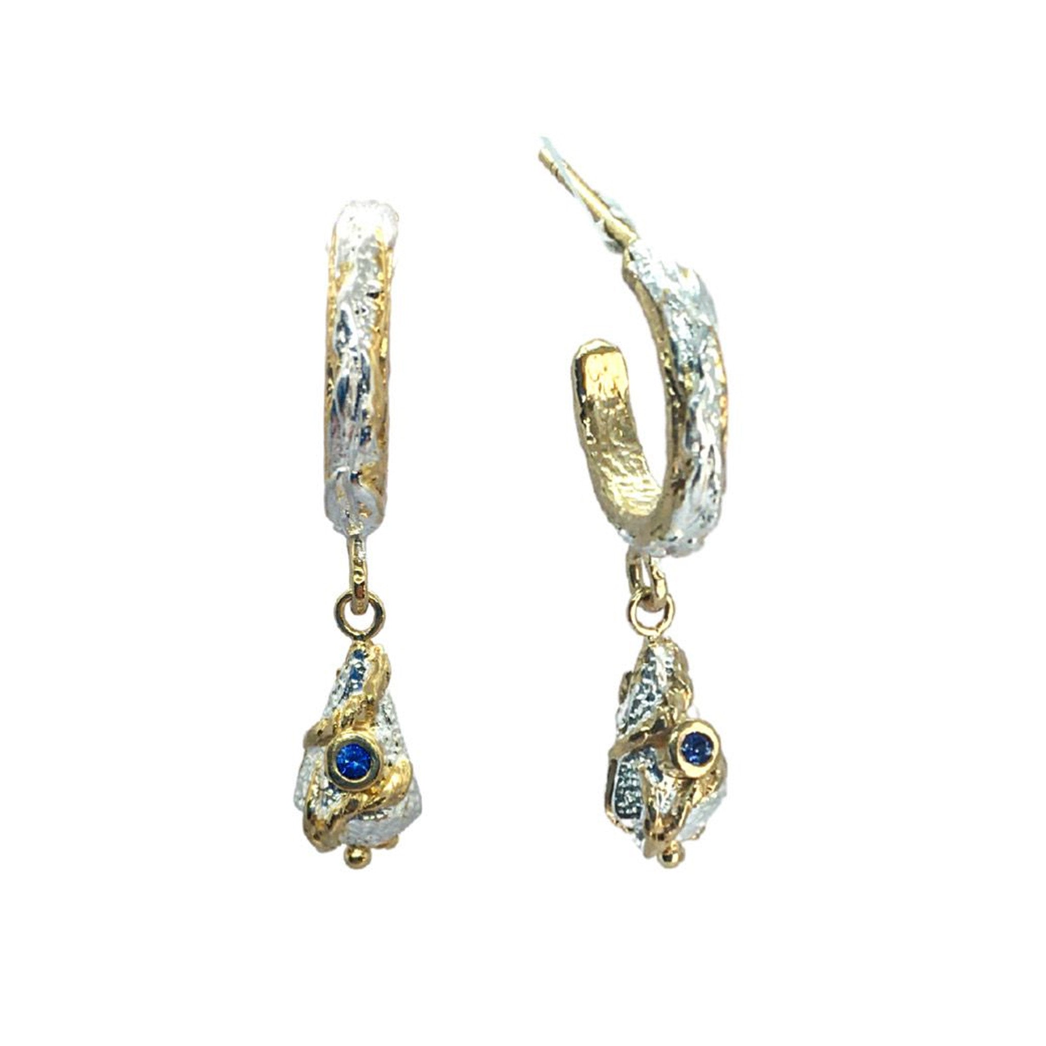 Leaf Lantern Silver and Gold Vermeil Hoop Earrings